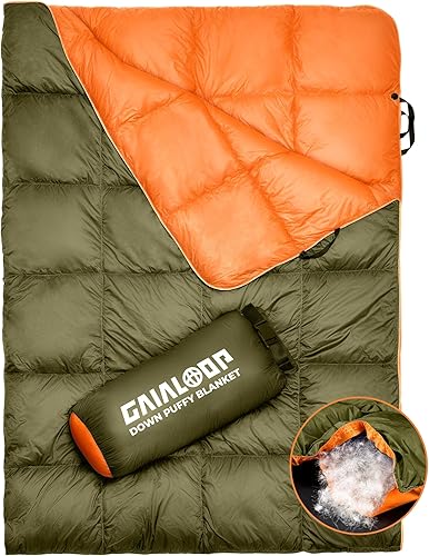 Vista 10 de Manta de plumón acolchada para acampar en auto, viajar al aire libre, hacer senderismo, de plumón de pato, ligera, portátil, suave, cálida, claro