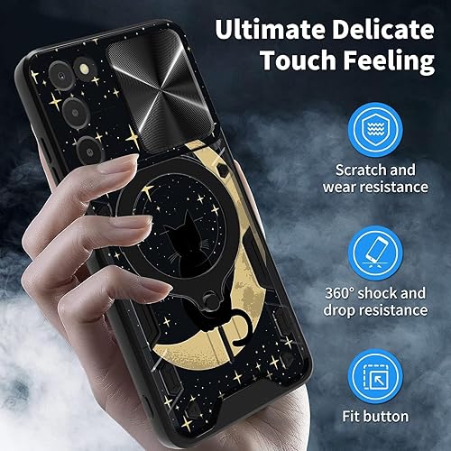 Vista 47 de Funda para Samsung Galaxy A13 5G con cubierta deslizante para lente de cámara y anillo giratorio de 360 grados, soporte híbrido de doble capa Flores