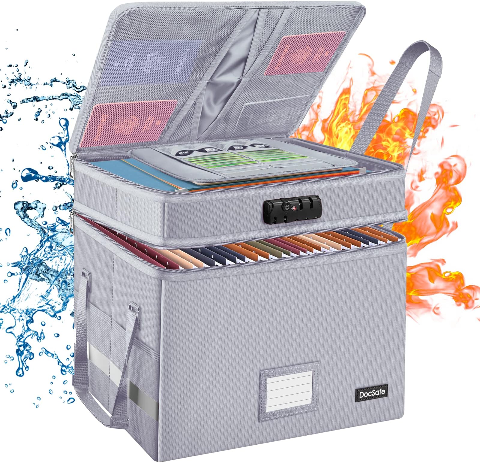 DocSafe File Box with Lock,MultiLayer Fireproof Document