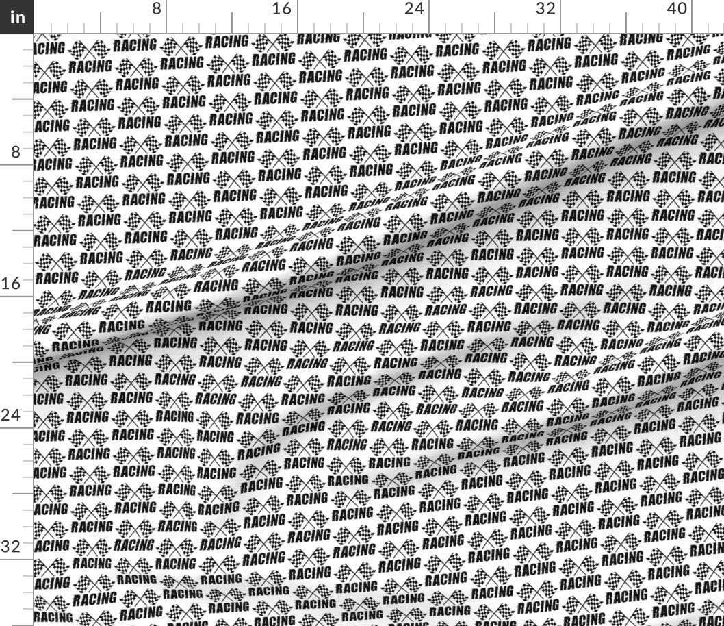 Spoonflower Fabric - Racing Flag Car Checkered Printed on Cotton Poplin Fabric by The Yard - Sewing Shirting Quilting Dresses Apparel Crafts