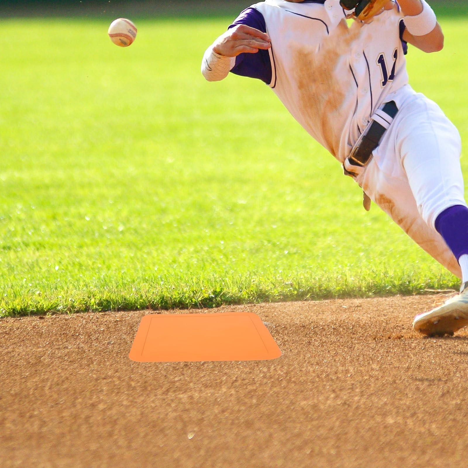 Tapis de Lancer de Softball 5 Pièces en Caoutchouc Imperméable Orange Bases de Baseball et Kickball Résistantes à L’Usure Plaque du Lanceur Conforme aux Normes Équipement