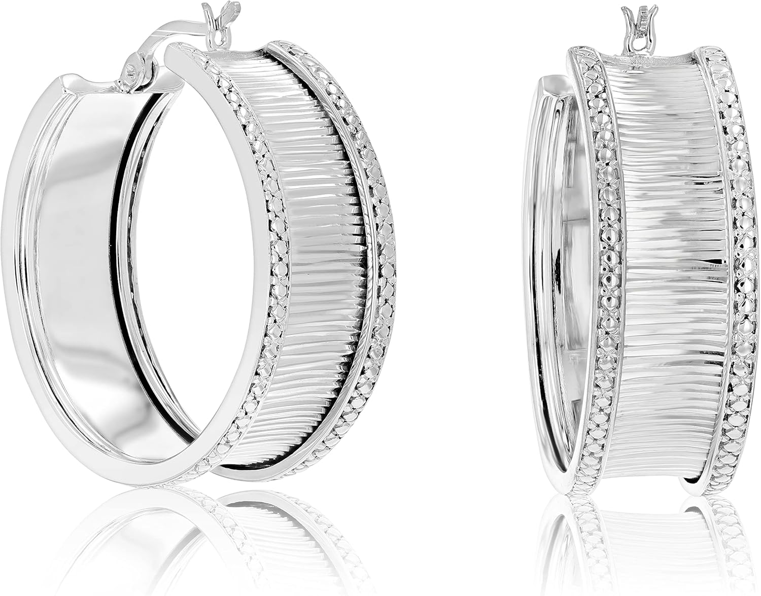Vir Jewels 1/4 cttw Diamond Hoop Earrings .925 Sterling Silver with Rhodium Plating 1 Inch