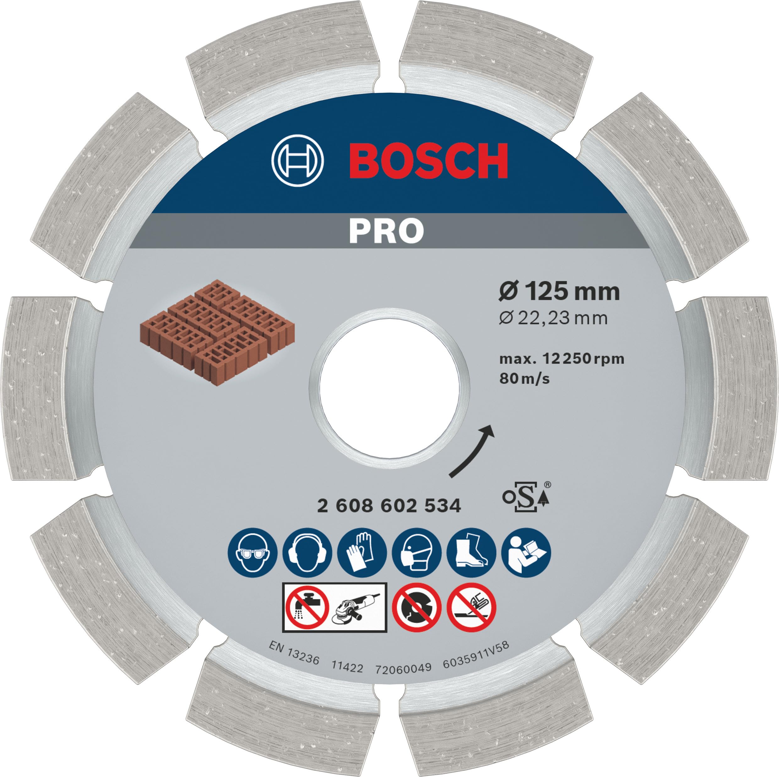 Bosch 1x Disque à tronçonnage diamant PRO Mortar , alésage 22,23 mm (pour Brique, Ø 125 mm, Professional Accessoire Petite meuleuse angulaire)