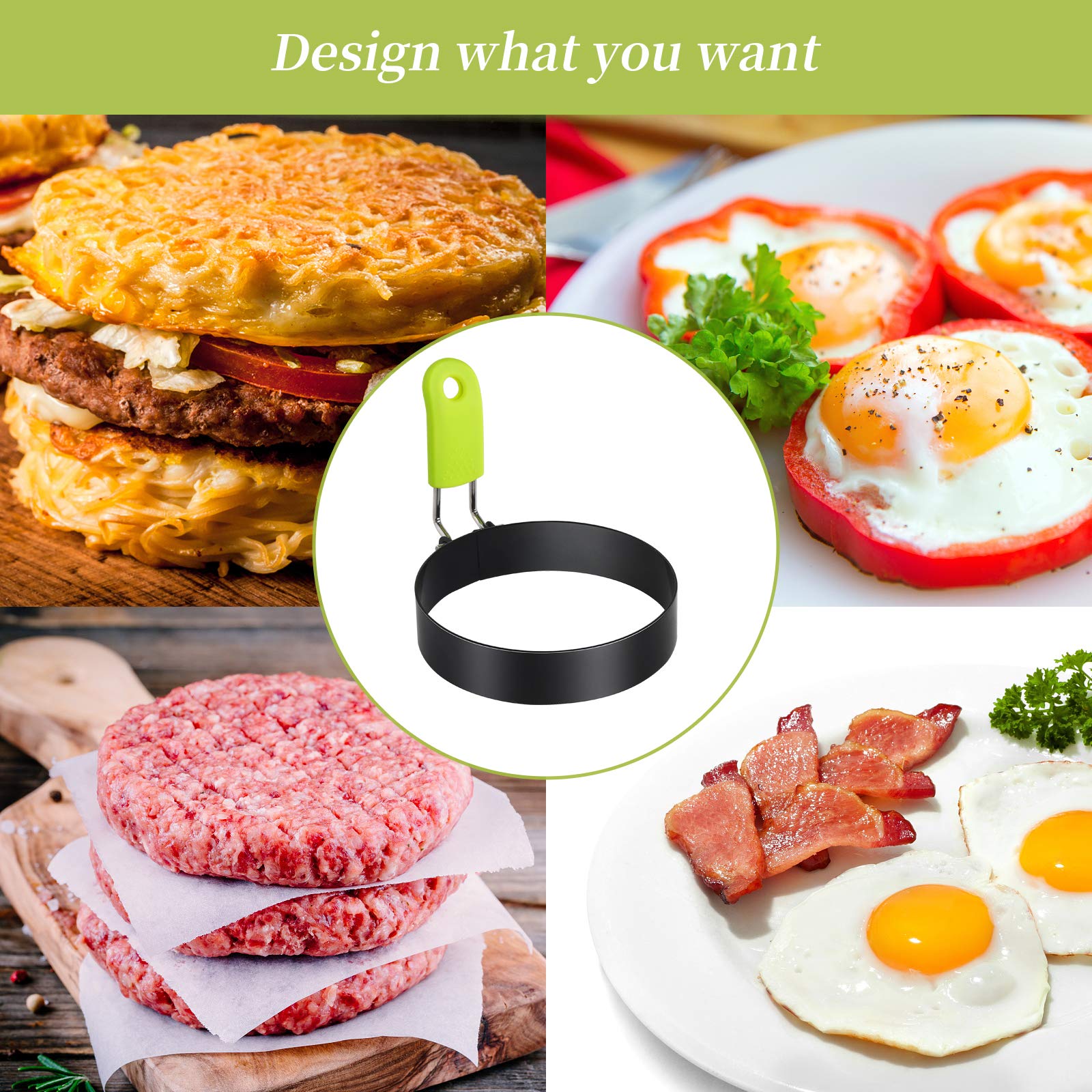 4 Stampini Per Frittata In Acciaio Inox - Forme Cuore, Stella, Fiore E Cerchio - Foto 4