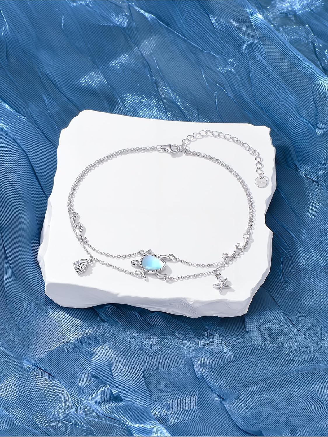 Midari 925 Sterling Silver Bracelets Anklets for Women Sea turtle/Sunflower/Sea Shell Starfish/Sun/Dolphin/Dragonfly/Wave Adjustable Summer Jewelry Gifts - Image 3