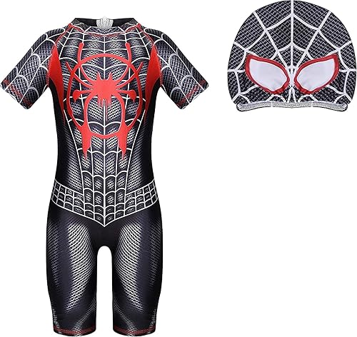 Toddler Boys One Piece Swimsuit Kids Bathing Suit Short Sleeve Beachwear Swim Set Quick Dry Swimwear Trunk 4-8 Years