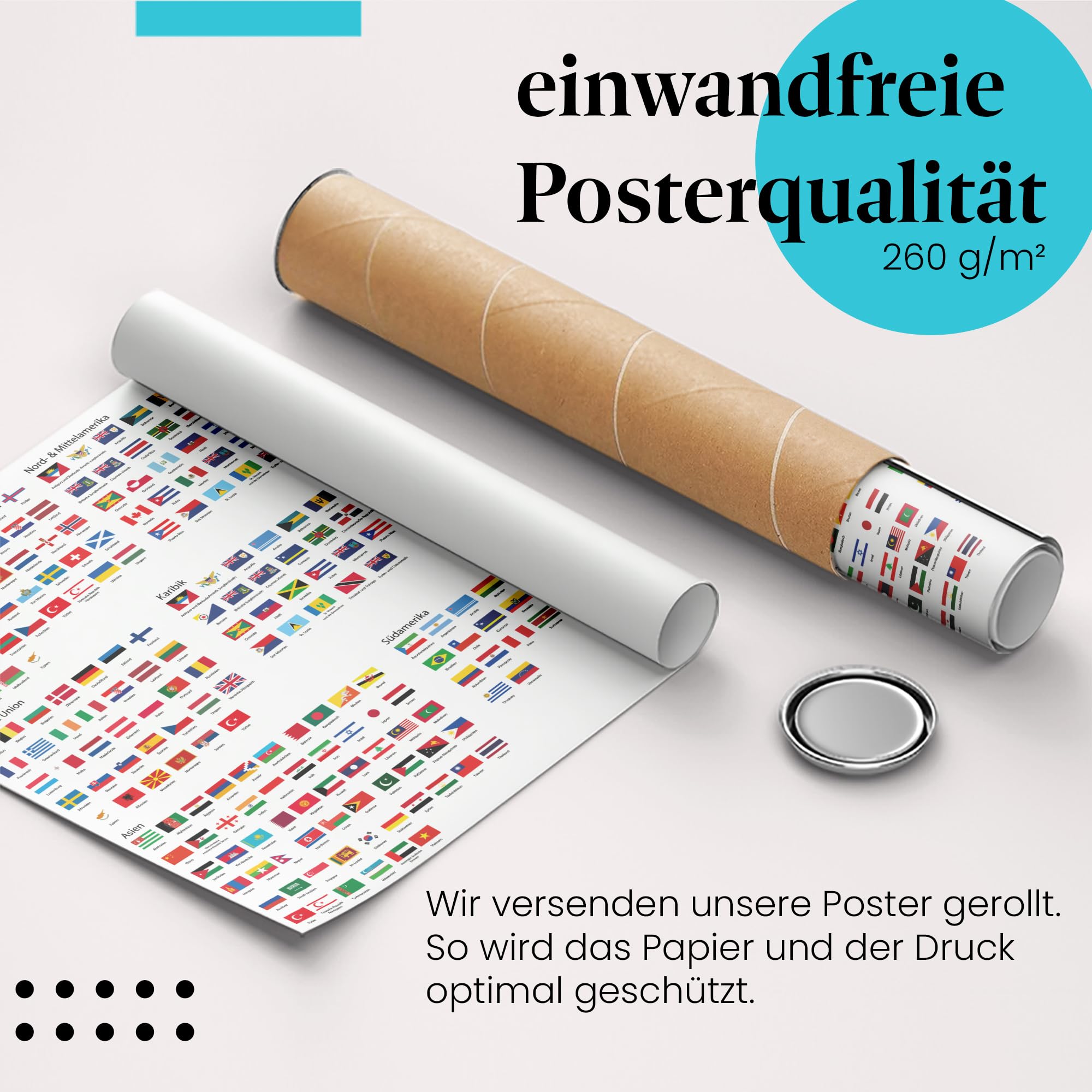 Postereck - 2515 - Flaggen, Erde Schule Kontinente Fahnen Studium - Unterricht Klassenzimmer Schule Wandposter Fotoposter Bilder Wandbild Wandbilder - Leinwand - 100,0 cm x 75,0 cm