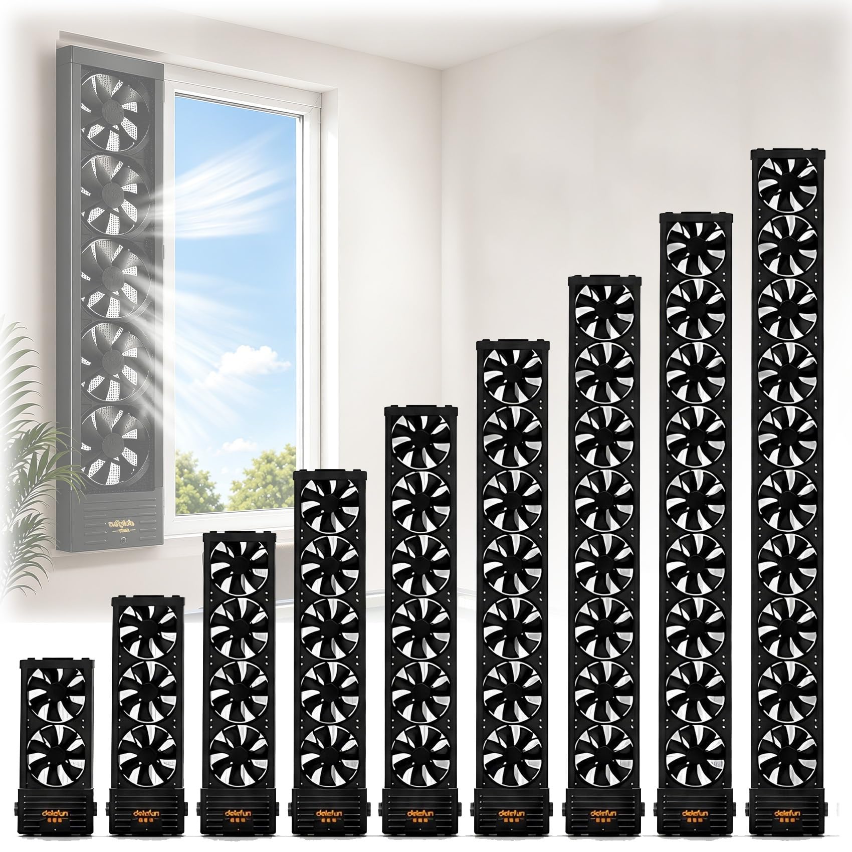 Ventilatore Verticale per Finestra Scorrevole Installazione Senza Foratura