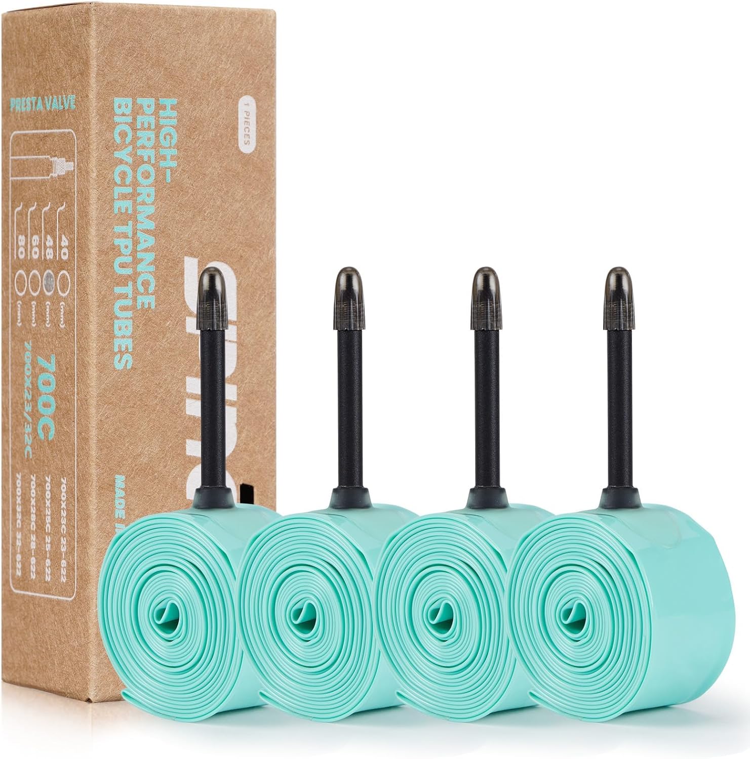 2-Pack SPINGO TPU Inner Tube 700C x 23c-32c / 700C x 35c-43c with 48mm/60mm/80mm Presta Valves TPU Bike Tube Lightweight Bicycle Spare Tire