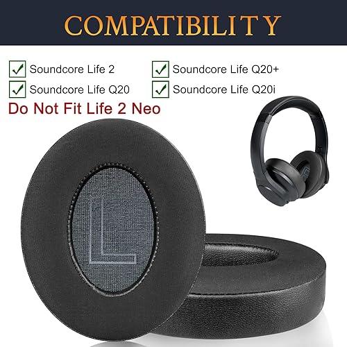 Miniatura 2 de SOULWIT Almohadillas de gel de enfriamiento para auriculares Anker Soundcore Life 2 (no compatible con Life 2 Neo)Q20Q20+Q20IQ20BT, almohadillas