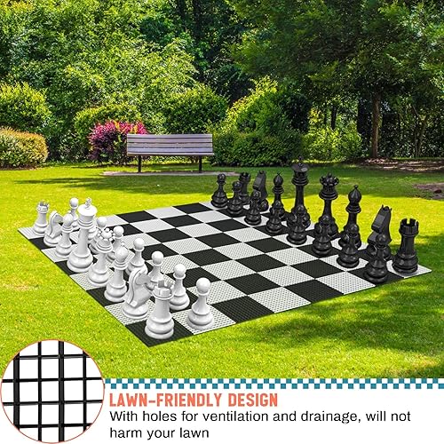 Miniatura 4 de Yuxung Tablero de ajedrez gigante de 7.9 x 7.9 pies, ajedrez no incluido, tapete gigante de plástico para juegos de césped al aire libre, compatible