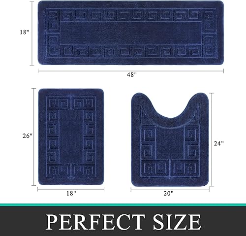 Miniatura 2 de Pauwer Juego de 3 alfombras de baño antideslizantes para baño absorbente de agua alfombras de baño de secado rápido alfombras de baño lavables a