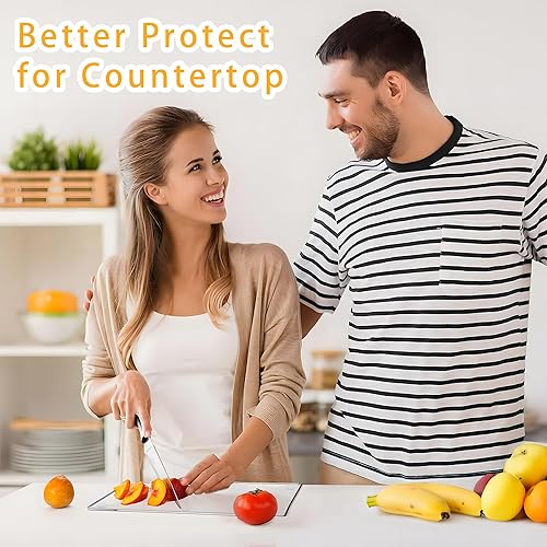 Miniatura 2 de Tabla de cortar acrílica multiusos con borde de encimera, 16 x 12 pulgadas, transparente, antideslizante y resistente a los arañazos para cocina,