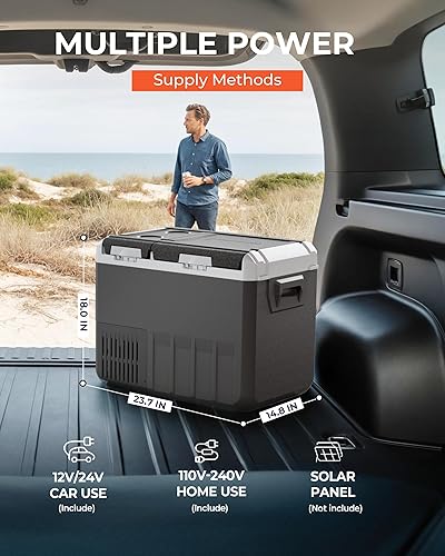 Miniatura 6 de Refrigerador de coche de 12 voltios, enfriador eléctrico de 37 cuartos (35 litros), congelador portátil de doble zona con 1224 V CC y 100-240 V CA,