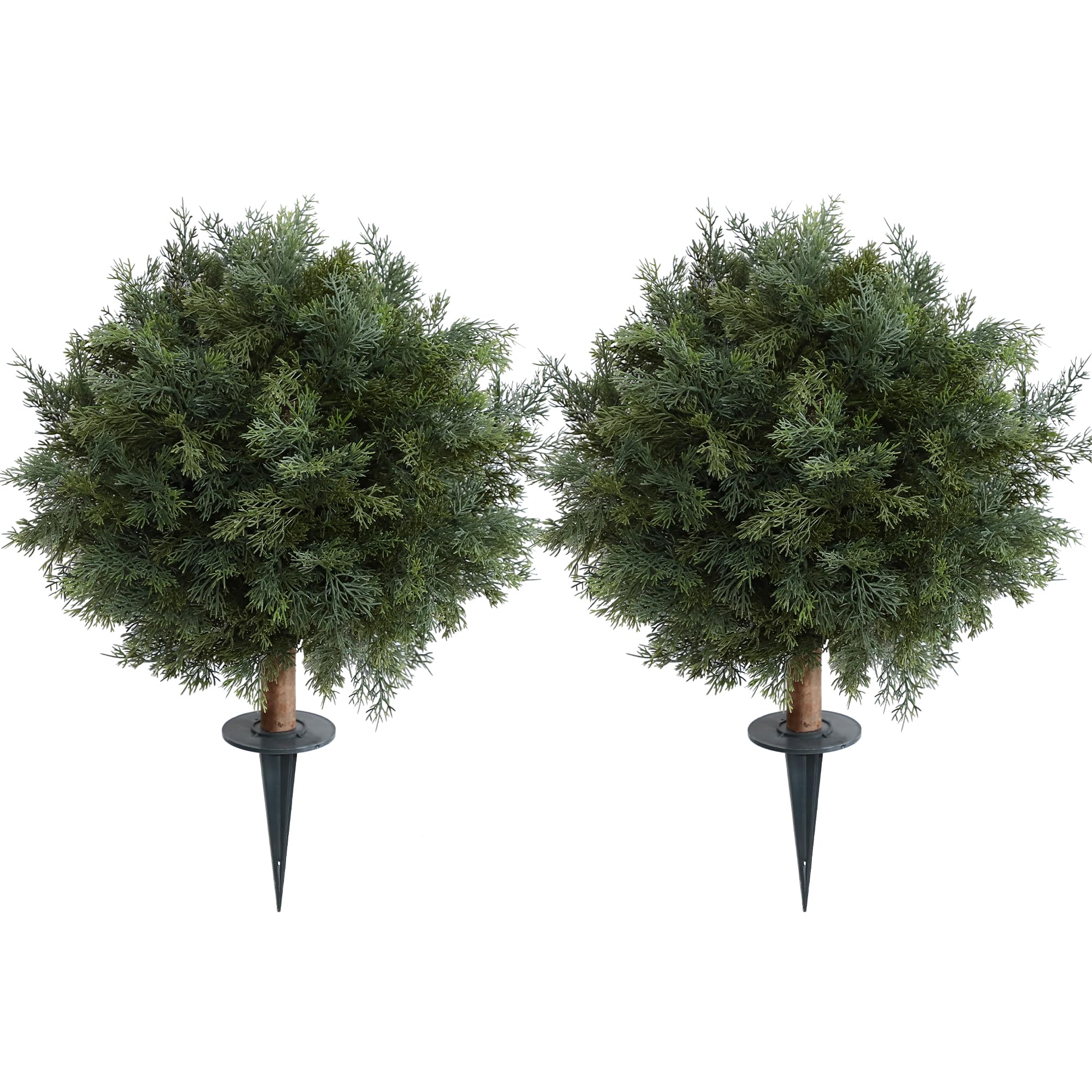 Arbustos artificiales exteriores verde oscuro de 24 pulgadas con estaca de tierra