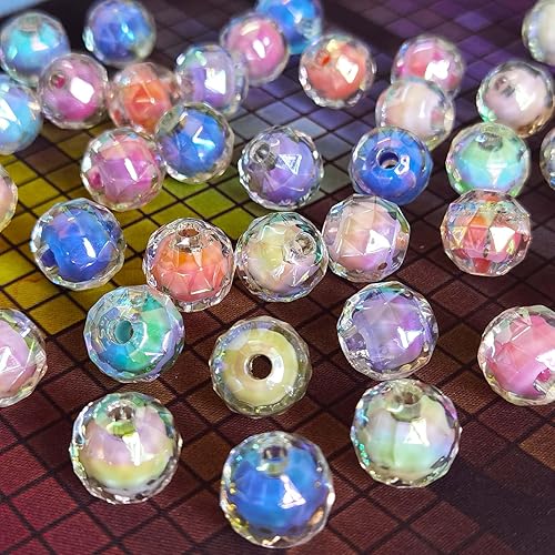 Miniatura 4 de Mixto Lotes Brillante AB Color Acrílico Faceted Bead DIY Beading Hairband Pulseras Collar Artesanía Embelishment (colores mezclados-1)