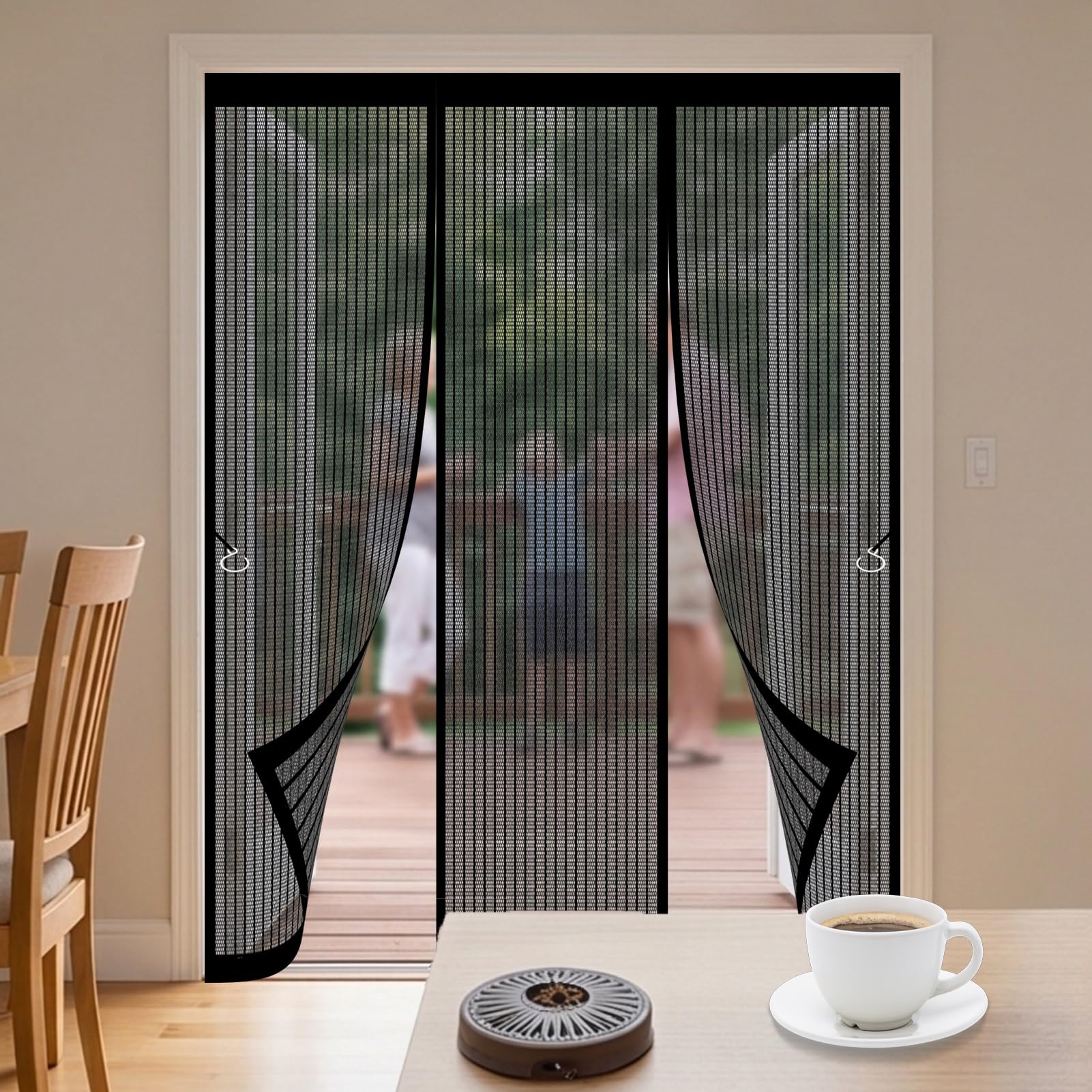 Magnetic Fly Screens for Doors 190 x 291 cm Keeping Out Flies & Bug, Keep Fresh Air in Magnetic Fly Insect Screen Door Hundreds of Sizes for Balcony/Children's Room, Black