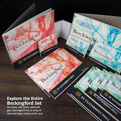 Miniatura 7 de St. Cuthberts Mill Bockingford - Bloc de papel de acuarela en espiral, 14 x 10 pulgadas, papel de color de agua blanca para artistas, 12 hojas de