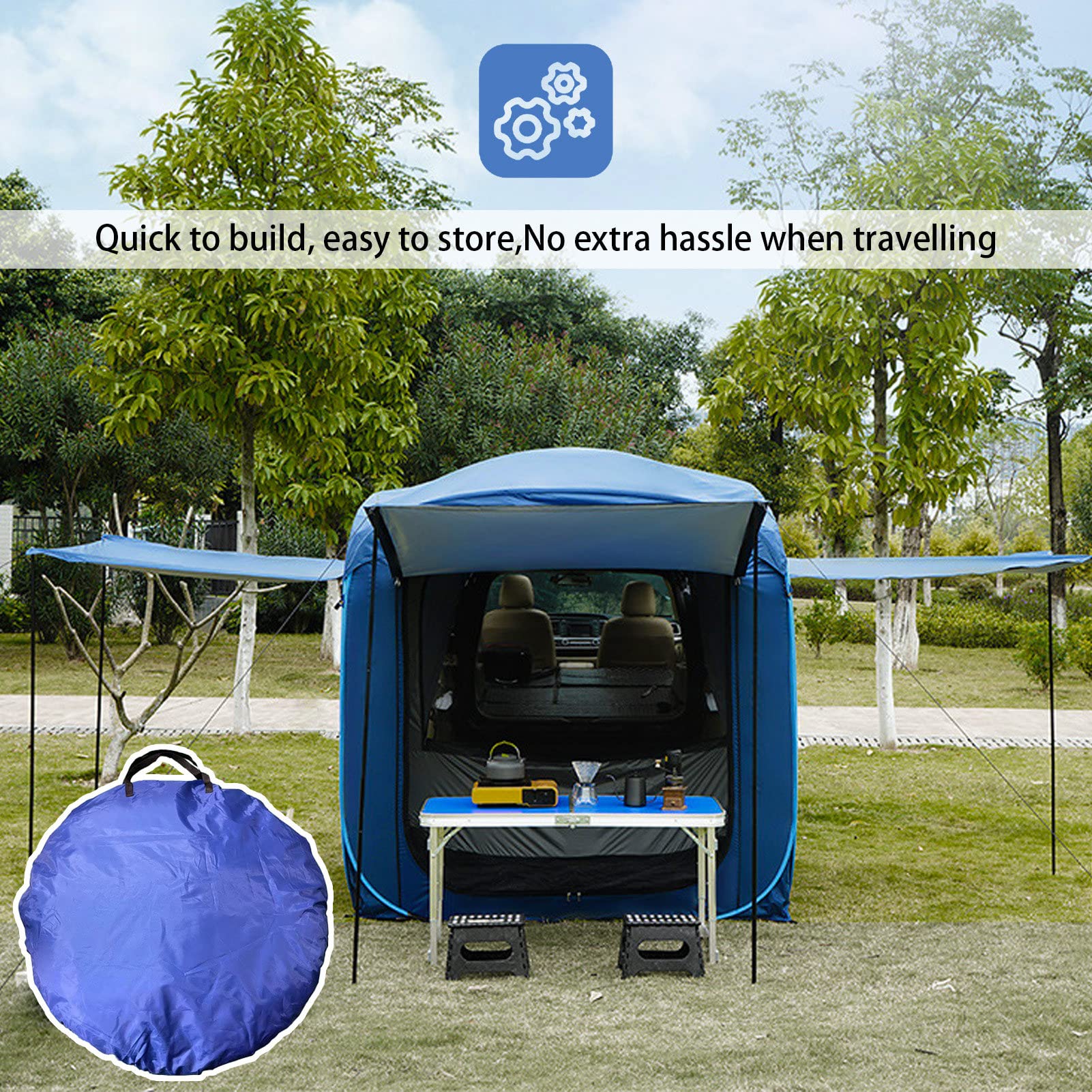 Regensichere Auto-Camping-Überdachung,Pop-Up Suv-Zelt Mit 3 Reißverschlusseingängen&,Tragbare Schnell Zu Öffnende Zelte Für 