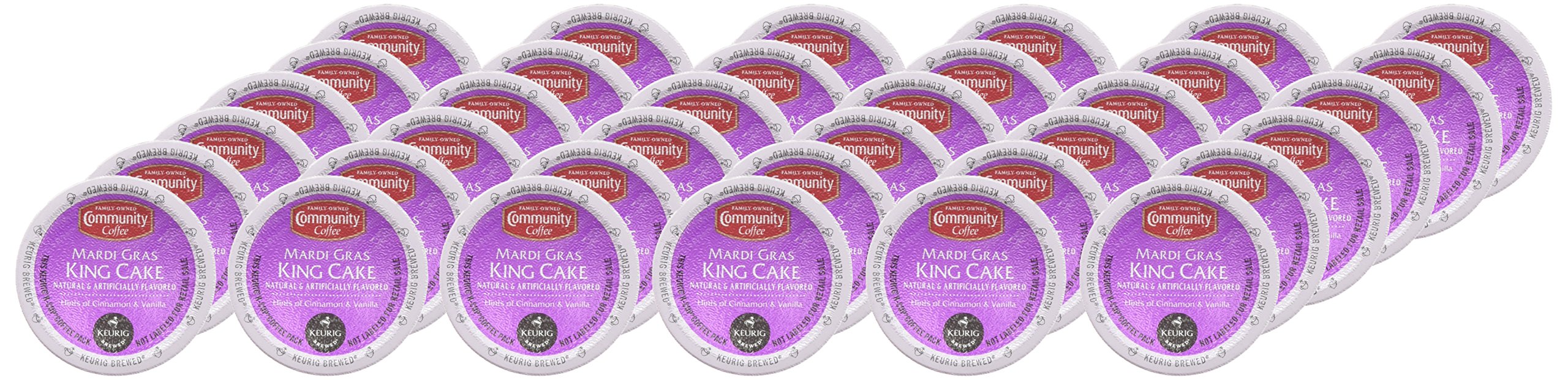 Community Coffee Mardi Gras King Cake o smaku 36 kapsułek do kawy, średnia palona, kompatybilna z zaparzaczem Keurig 2.0 K, 12 szt. (3 sztuki)