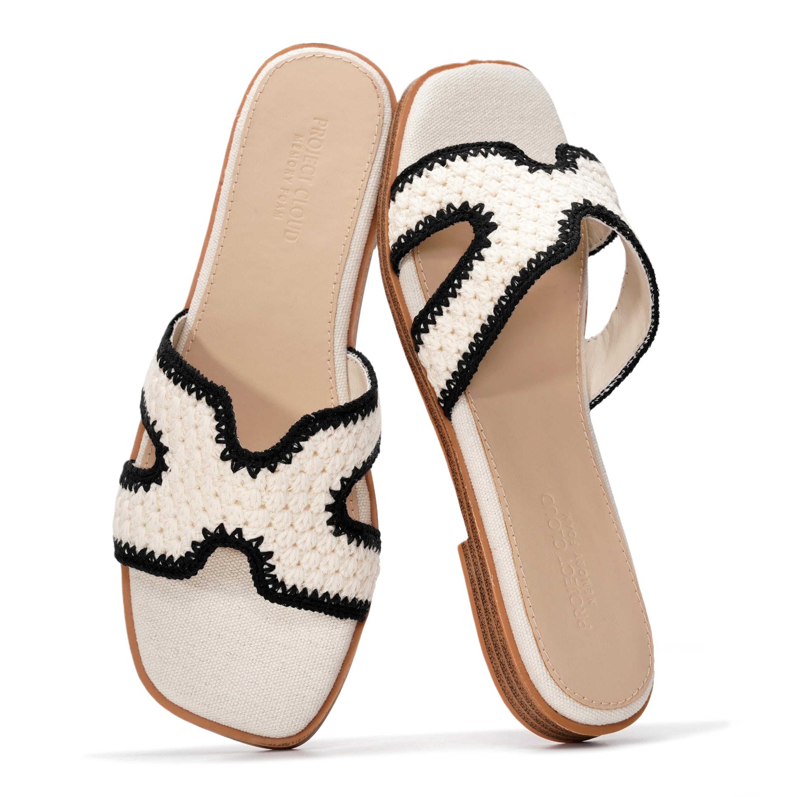 Project Cloud 100% Genuine Leather Sandals Women Flats For Women (Jannel) | Sandals for Women Fashion Flat Womens Sandals with Memory Foam Insole Slides Sandals Footwear Mules Women's Sandals