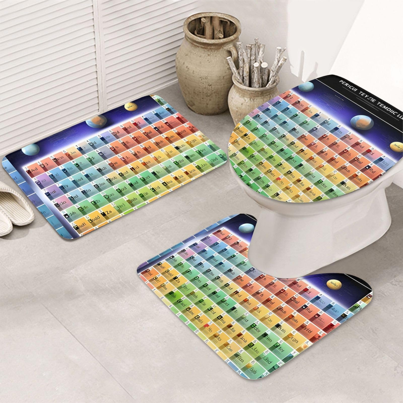 Tapis de salle de bain lot de 3 contour U antidérapant microfibre absorbante lavable