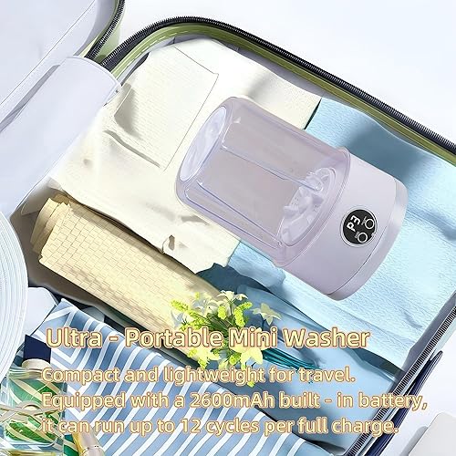 Miniatura 6 de Lavadora inalámbrica, mini lavadora portátil recargable para ropa interior, lavadora de ropa interior portátil, máquina de lavandería pequeña