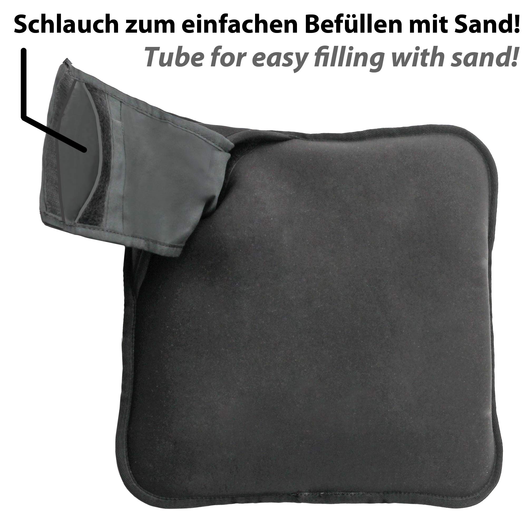 Bolsa de Arena/Sand Pad/Saco de Peso/Fitness Bag/Power Bag | Entrenamiento Muscular/Funcional/de Pesas Libres | Puede Estar llenado con Arena | Negro, 2-12 kg | vacío
