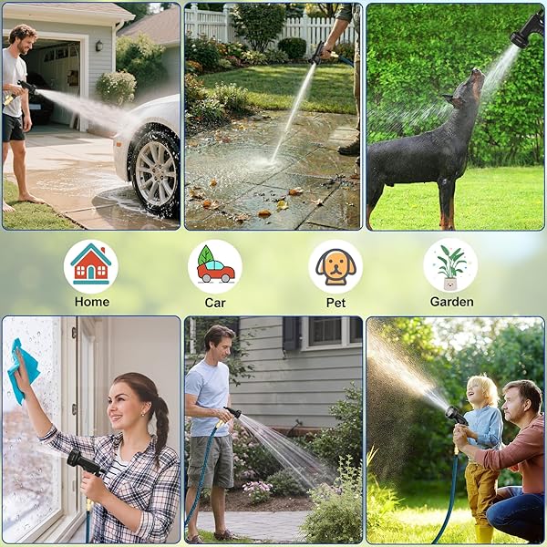 Expandable Garden Hose 100ft Water Hose with 10 Function Nozzle Flexible Expending Hose Kink Free,3-Layers Latex and 3/4 Solid Solid Fittings Retractable Collapsible Gardening Hose Pipe with Hook Blue - 5