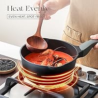 Vista 4 de PRICUSIS Cacerola antiadherente con tapa, olla no tóxica de 2 cuartos con picos vertedores, completamente recubierta, 100% apta para lavavajillas