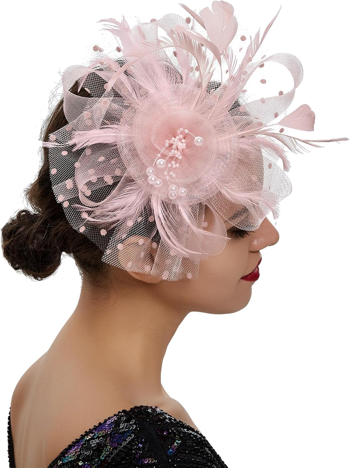 UTTPLL Fascinators for Women Tea Party Headband Kentucky Wedding Cocktail Flower Mesh Feathers Hair Clip Derby Hats