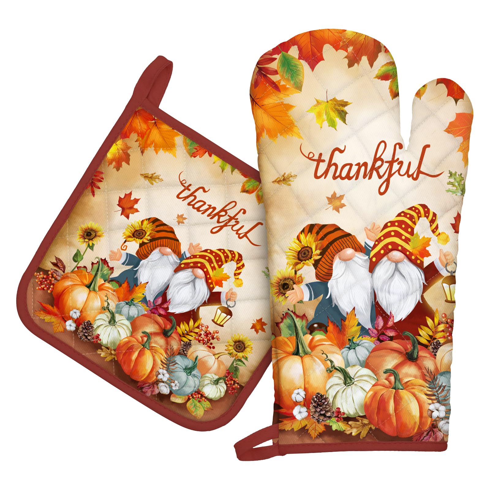 Arquiel Autumn Gnomes Oven Mitts and Pot Holders -100% Cotton