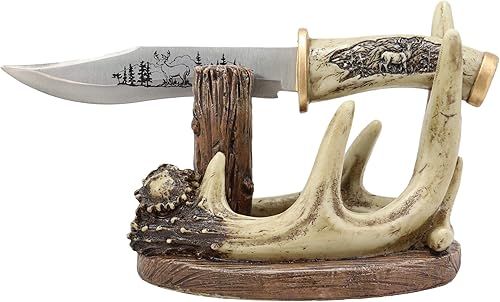 Ebros Gift 10.5 pulgadas de largo Western Wildlife 8 puntos Buck ciervos cuernos soporte de exhibición con romo acero inoxidable bosque alce