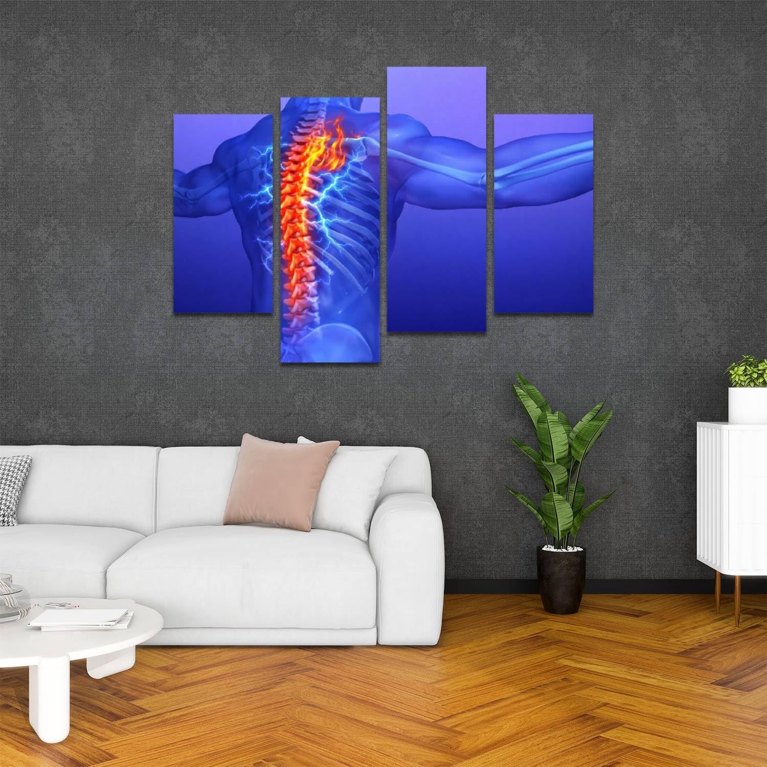 Canvas Wall Art Painting Pictures Human Spine musculatures and Pictures Modern Artwork Framed Posters for Living Room Ready to Hang Home Decor 4PANEL