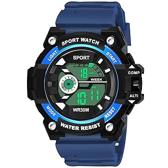 Shocknshop Digital Sports Multi Functional Black Dial Watch for Mens Boys -W36BLU