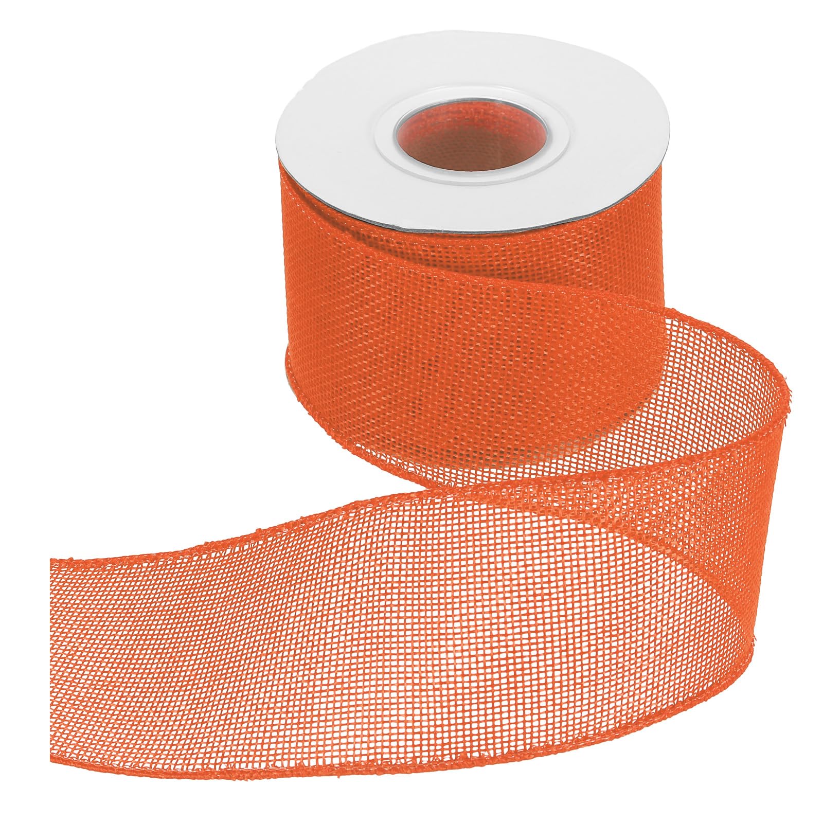 sourcing map Burlap Wired Ribbon 2-1/2" x 10 Yards Wired Edge Ribbon Cross Linen Woven Strap for Big Bow Wreath Holiday Parties Home and Outdoor Decoration, Orange — image 1
