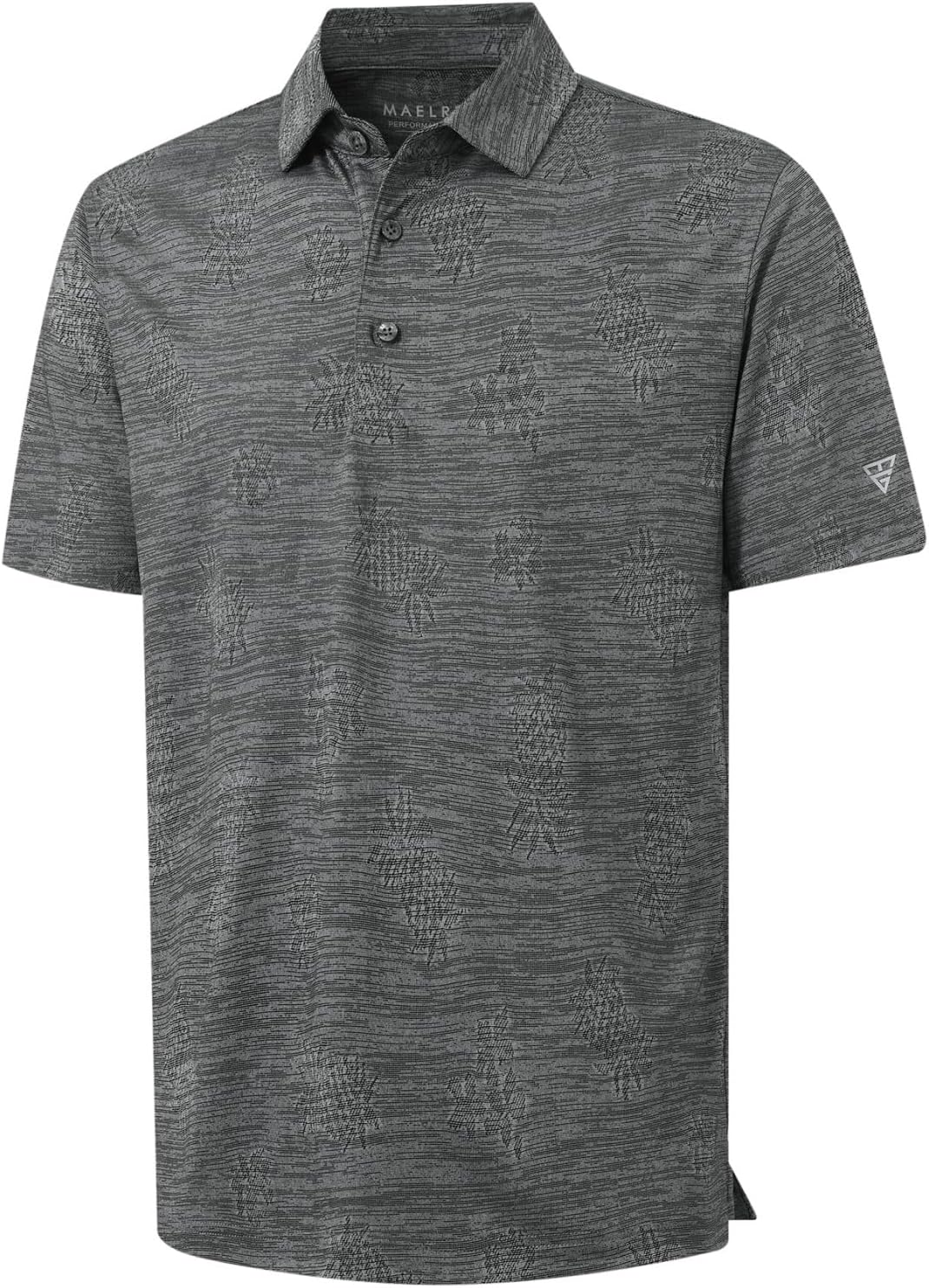 M MAELREG Short Sleeve Golf Shirts for Men Moisture Wicking Performance Lightweight Jacquard 3 Button Polo Shirts for Men