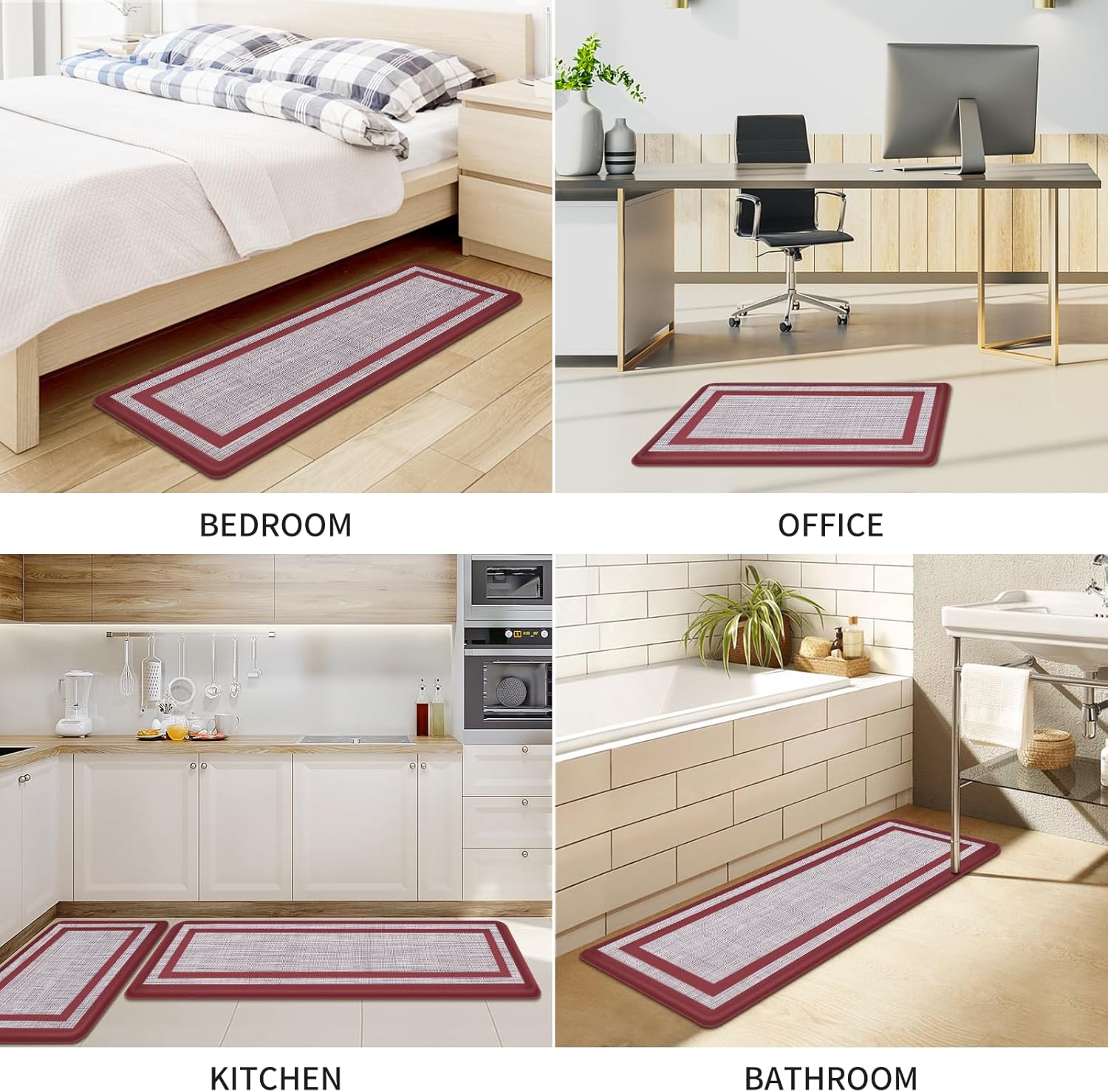 Mattitude Kitchen Mats Set of 2 Cushioned Anti-Fatigue Non-Skid Rug Sets Ergonomic Comfort Standing Mat for Kitchen, Floor, Office, Sink, Laundry,Red - Image 7