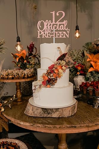 Miniatura 6 de Decoración oficial para pastel preadolescente con purpurina de oro rosa, decoración de pastel de 12 cumpleaños, Hello 12, Cheers to 12 años de edad,