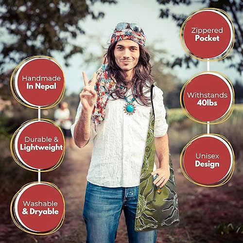 Vista 5 de Mandala Crafts Bolso hippie para mujer - Bolso bohemio tipo hobo cruzado para mujer