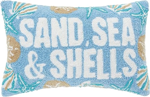 Miniatura 3 de C&F Home Sea Sand & Shells - Almohada con gancho (22 x 14 pulgadas), color azul