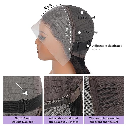 Miniatura 7 de Peluca de cabello humano sin pegamento, densidad del 150 %, con encaje frontal Go13x4, pelucas cortas estilo Bob para mujer, pelucas lacias (color