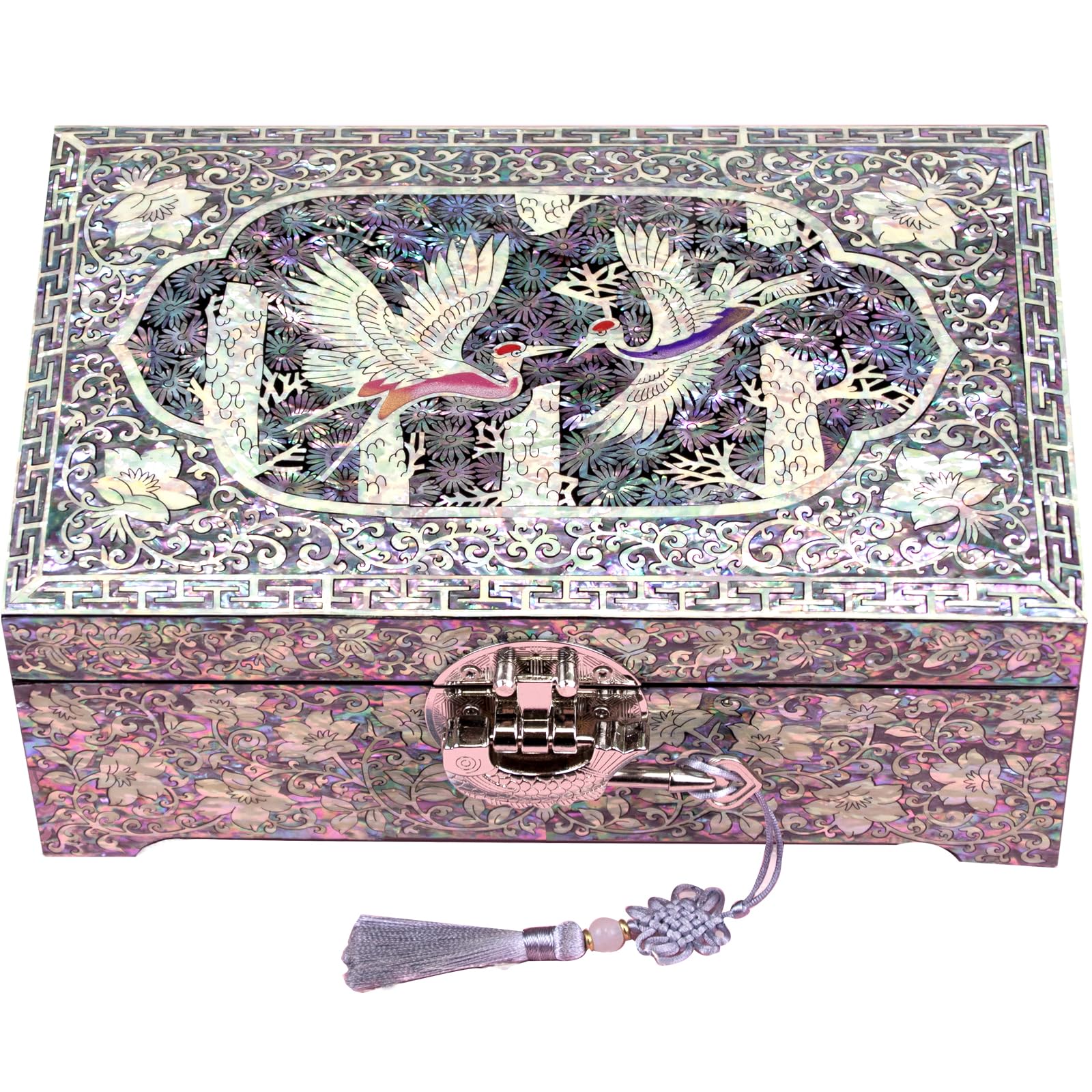 Amazon.com: BinNADA Fancy Mother of Pearl Jewelry Box with Lock