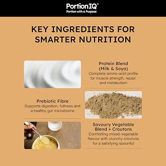 PortionIQ Weight Loss Support Vegetable Soup with Croutons 14 Sachets x 61g | Meal Replacement Soup | 21g of Protein & Low Calorie Soup | High Fibre with 26 Vitamins & Minerals