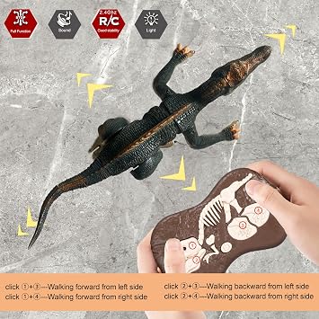 BUBUQE Remote Control Dinosaur Toys for Boys Electronic RC Spray Raptor Toy Walking Roaring Jurassic Spinosaurus Realistic 18.1