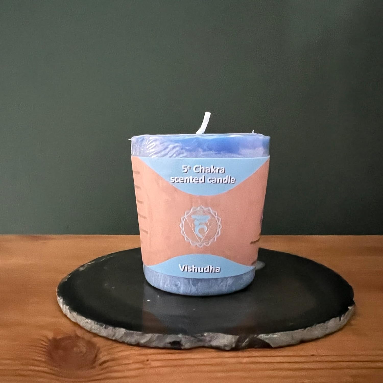 Thorness Blue Throat Chakra Candle - Enhance Communication and Self-Expression Standing at about 4.5 centimetres tall (1.75 inches)