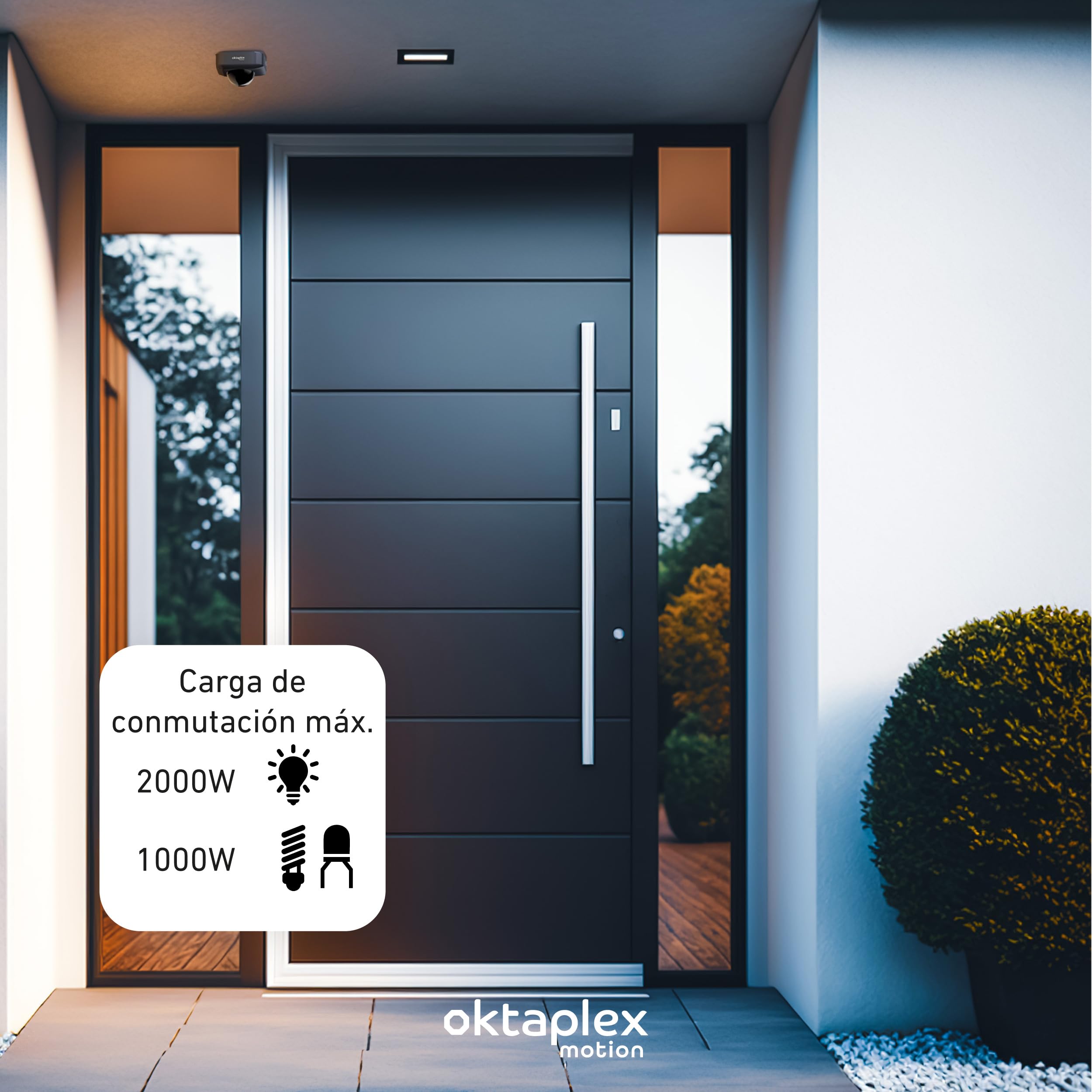Oktaplex - Juego de 2 detectores de movimiento Tim (360 grados, sensor de infrarrojos, incluye mando a distancia, IP65, 230 V), color antracita