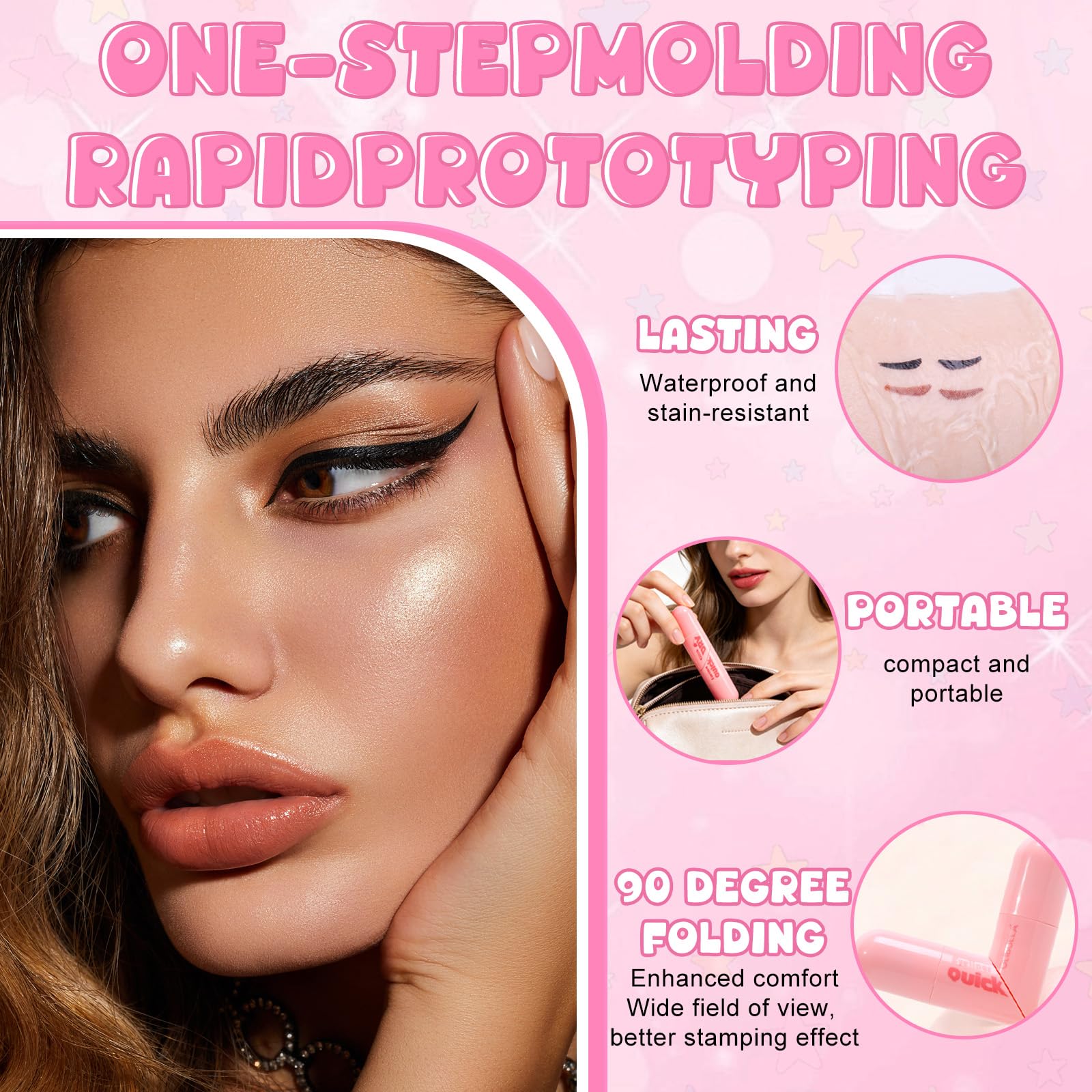 2 x dwustronny eyeliner, obrotowy eyeliner, odporny na plamy, szybkoschnący, naturalny i trwały, wodoodporny, na imprezy, podróże, dni robocze, wesela (czarno-brązowy)