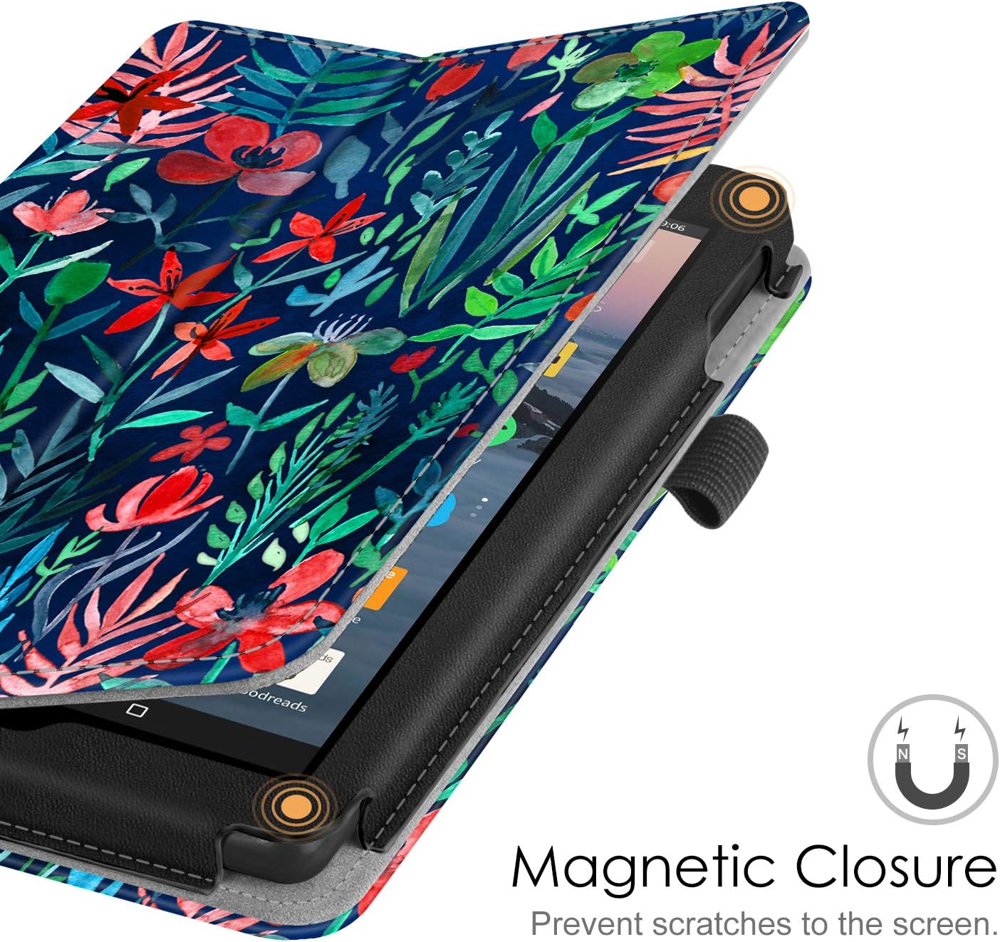 Fintie Folio Case for Amazon Fire 7 Tablet (9th Generation, 2019 Release) - Slim Fit PU Leather Standing Protective Cover with Auto Wake/Sleep, Jungle Night
