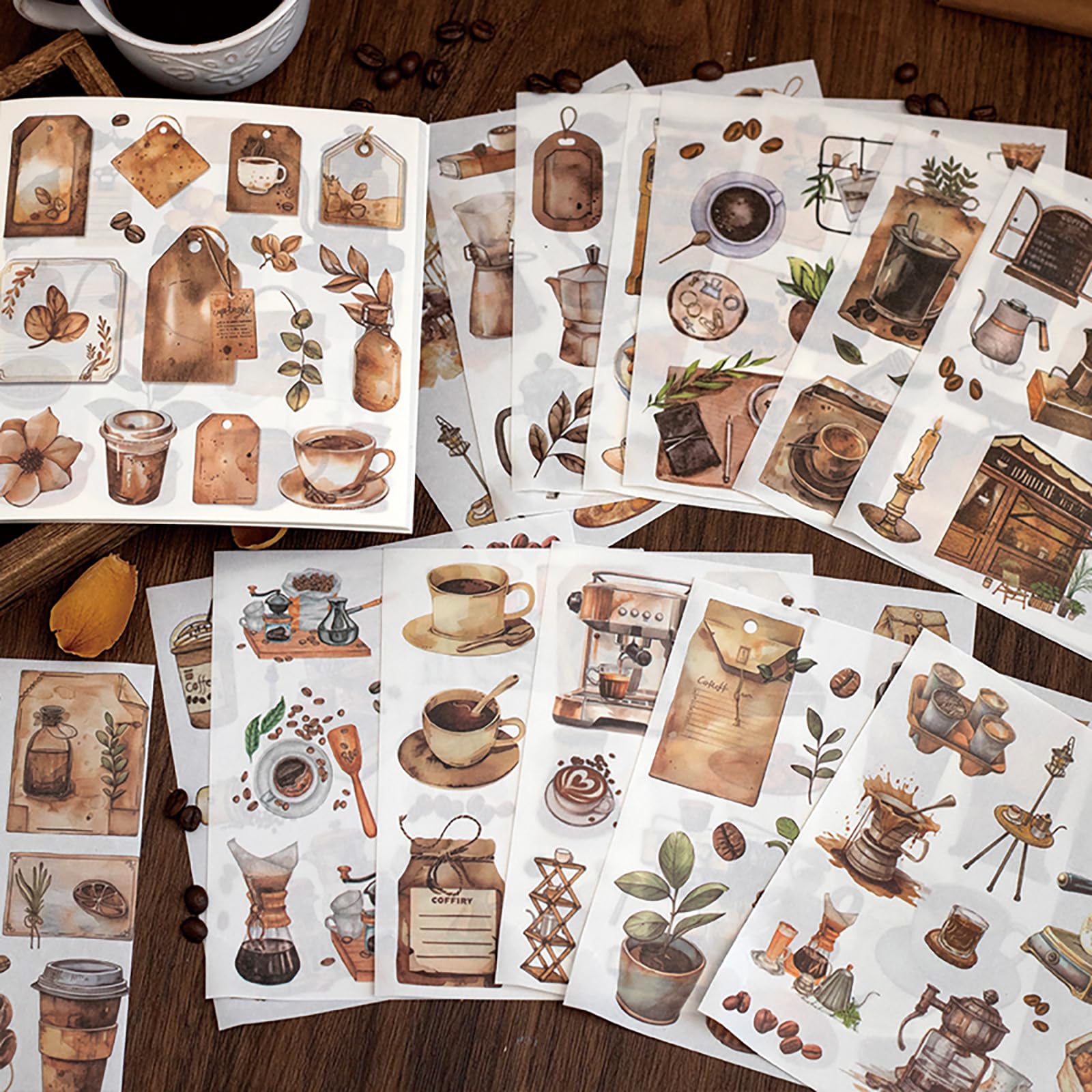 Autocollants vintage Washi lot de 50 feuilles pour scrapbooking et journal intime